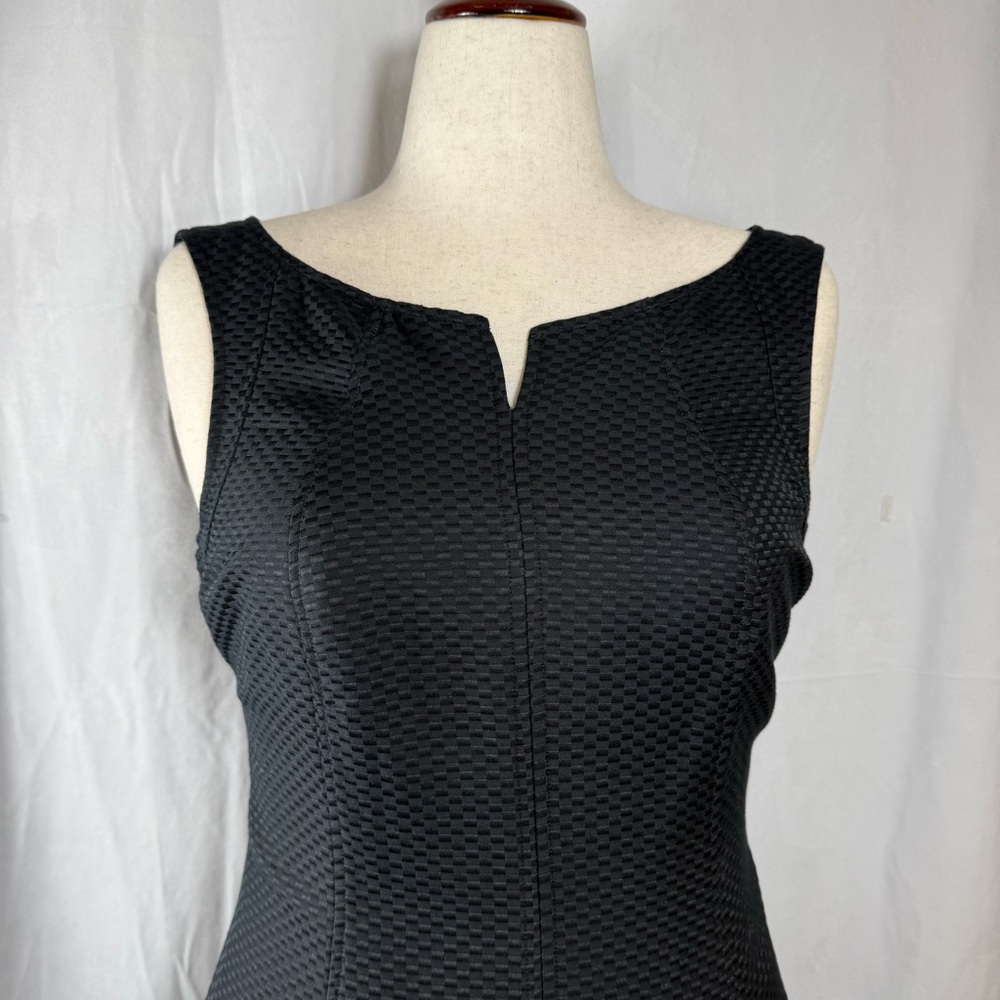 Talbots Elegant Black Sleeveless Dress Size 10 Silk Cotton Blend Waffle Texture